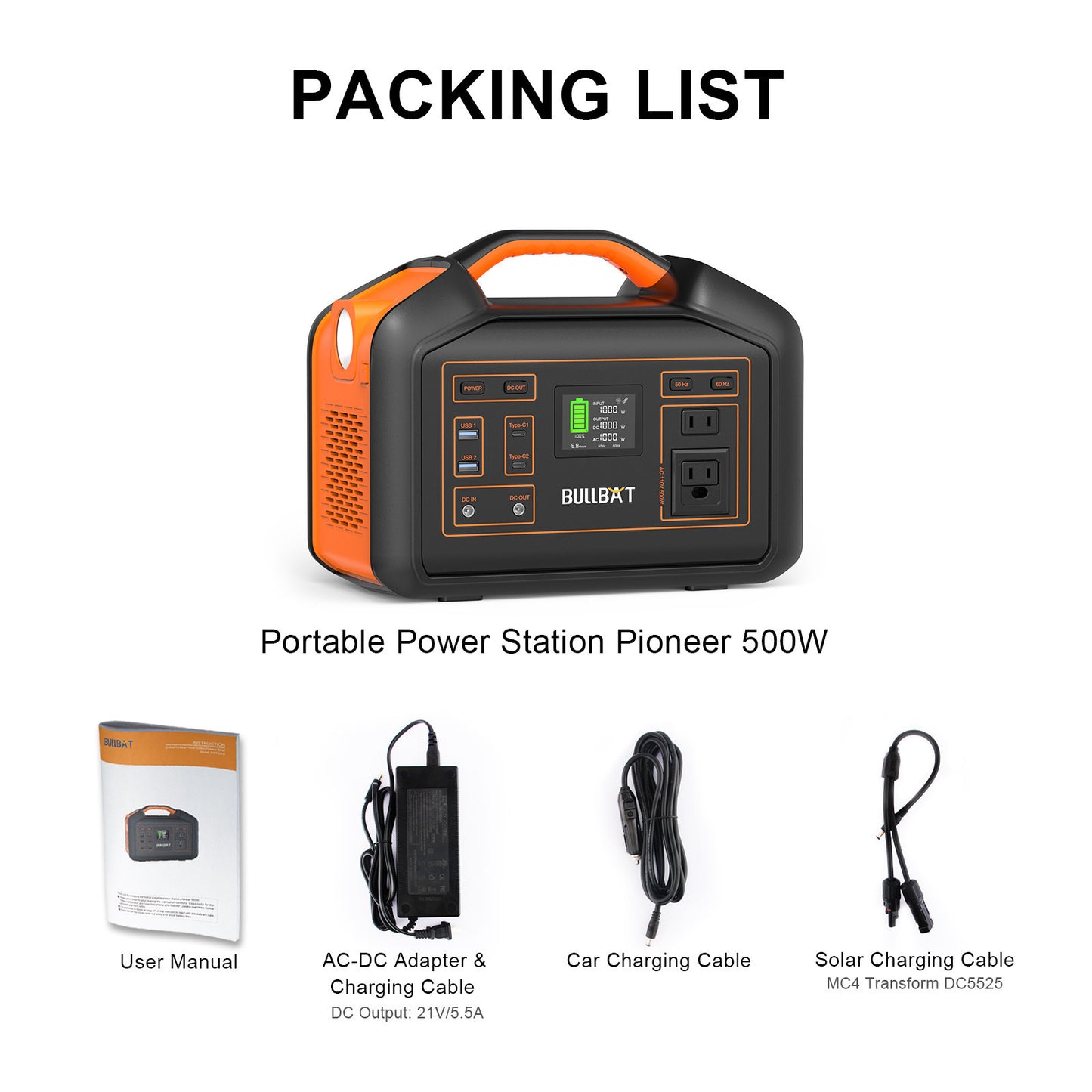 Alimentation et stockage d'énergie portatif : 500 W