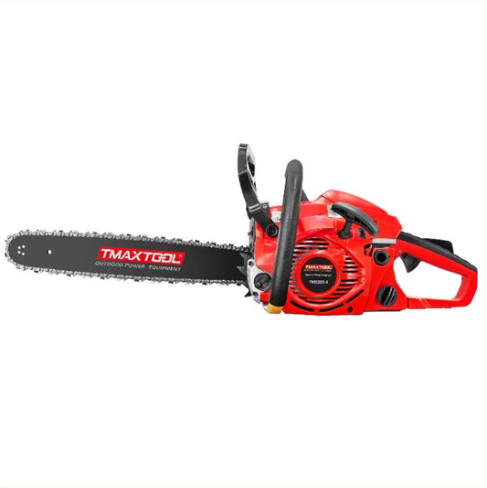 Tronçonneuse à essence puissante TMAXTOOL 62 cm³ 20 pouces avec moteur 2 temps – Parfaite pour l'élagage – Rouge